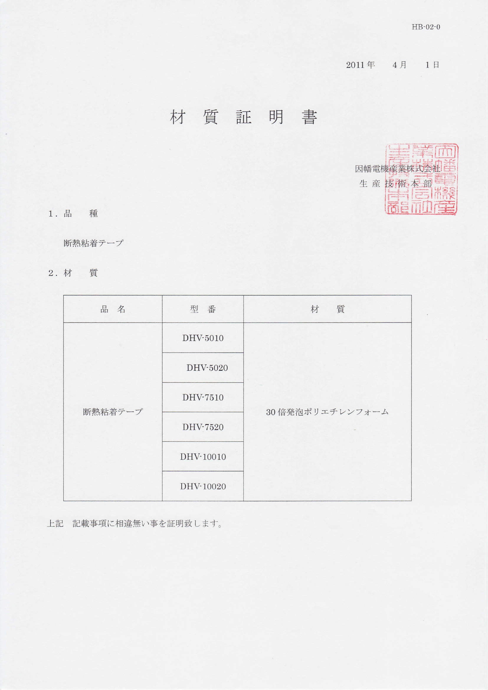有名な高級ブランド 因幡電工 断熱粘着テープ （1巻） 品番：DHV-5010 通販