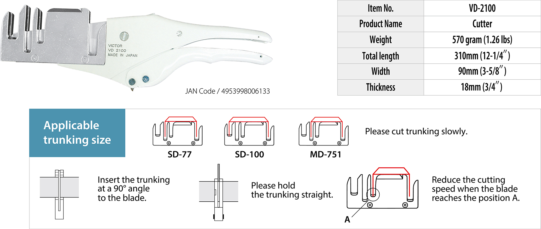[VD] CUTTER for SLIMDUCT-INABA DENKO