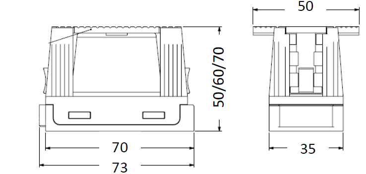 取付ベース（可変タイプ）「CSB-BH」寸法図-因幡電工（INABA DENKO）