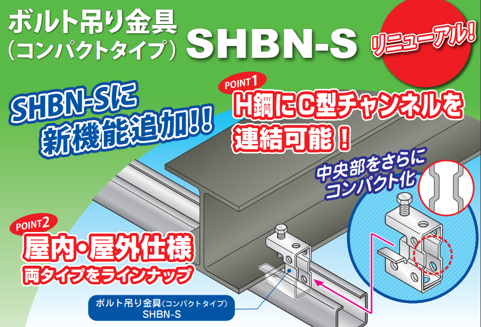 【SHBN-S】ボルト吊り金具（コンパクトタイプ）－因幡電工