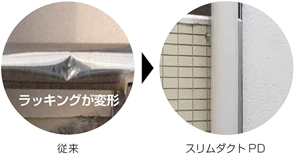 ラッキング工法と配管化粧カバー施工の比較－因幡電工（INABA DENKO）