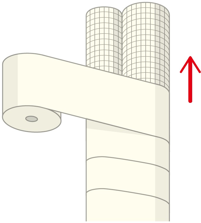 立て管では専用のテープを巻き付ける場合－因幡電工（INABA DENKO）