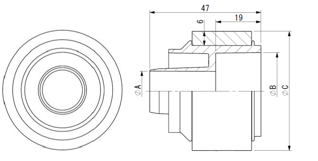 結露防止層付硬質塩化ビニル管ジョイント保温材付「DSH-N-KD」寸法図-因幡電工(INABA DENKO)