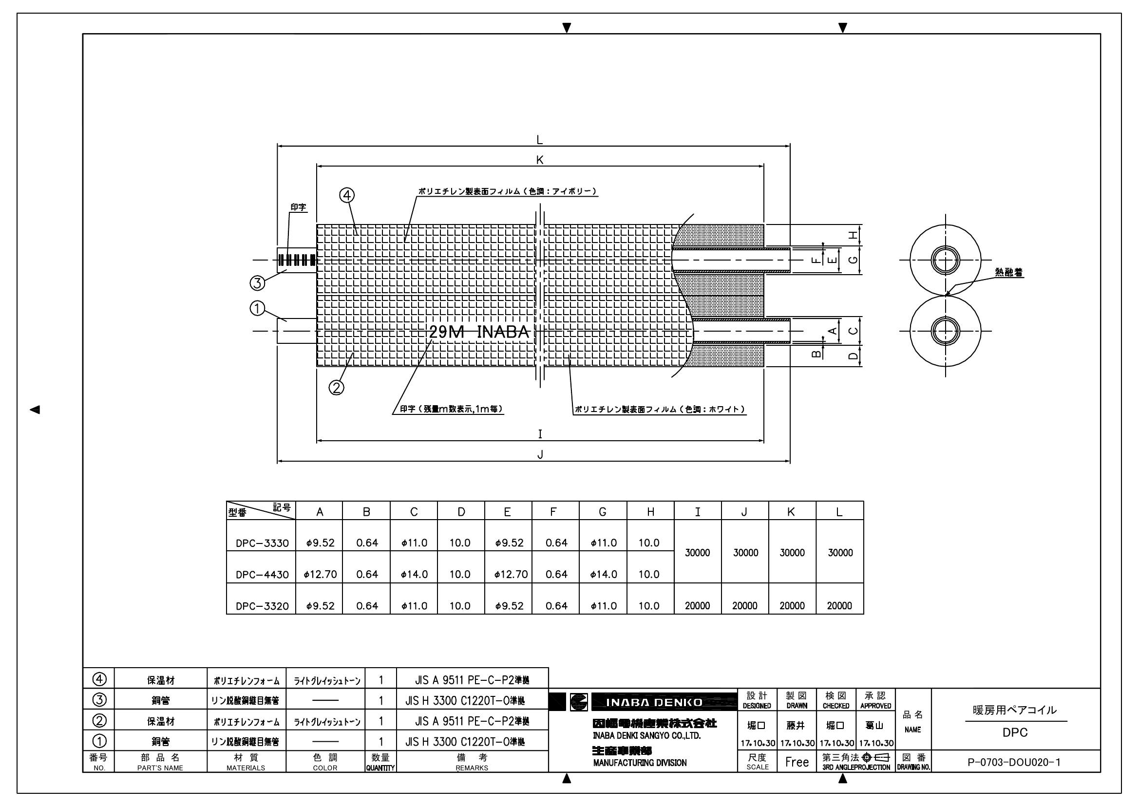 DPC】暖房用銅管ペアタイプ | 製品情報 | 因幡電工 INABA DENKO（因幡 
