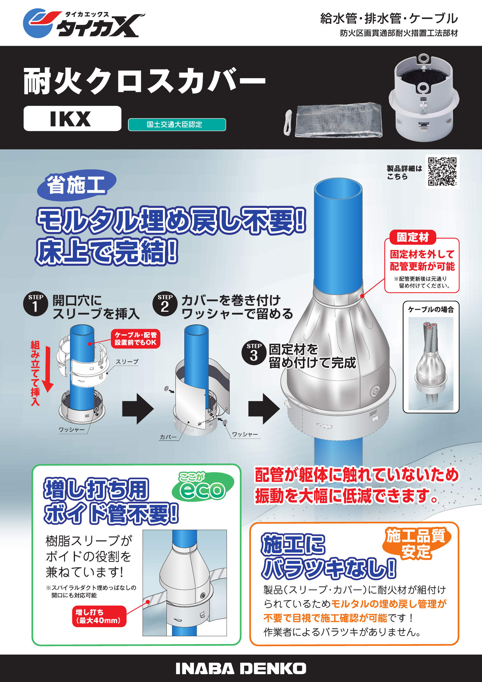 IKX】耐火クロスカバー | 製品情報 | 因幡電工 INABA DENKO（因幡電機