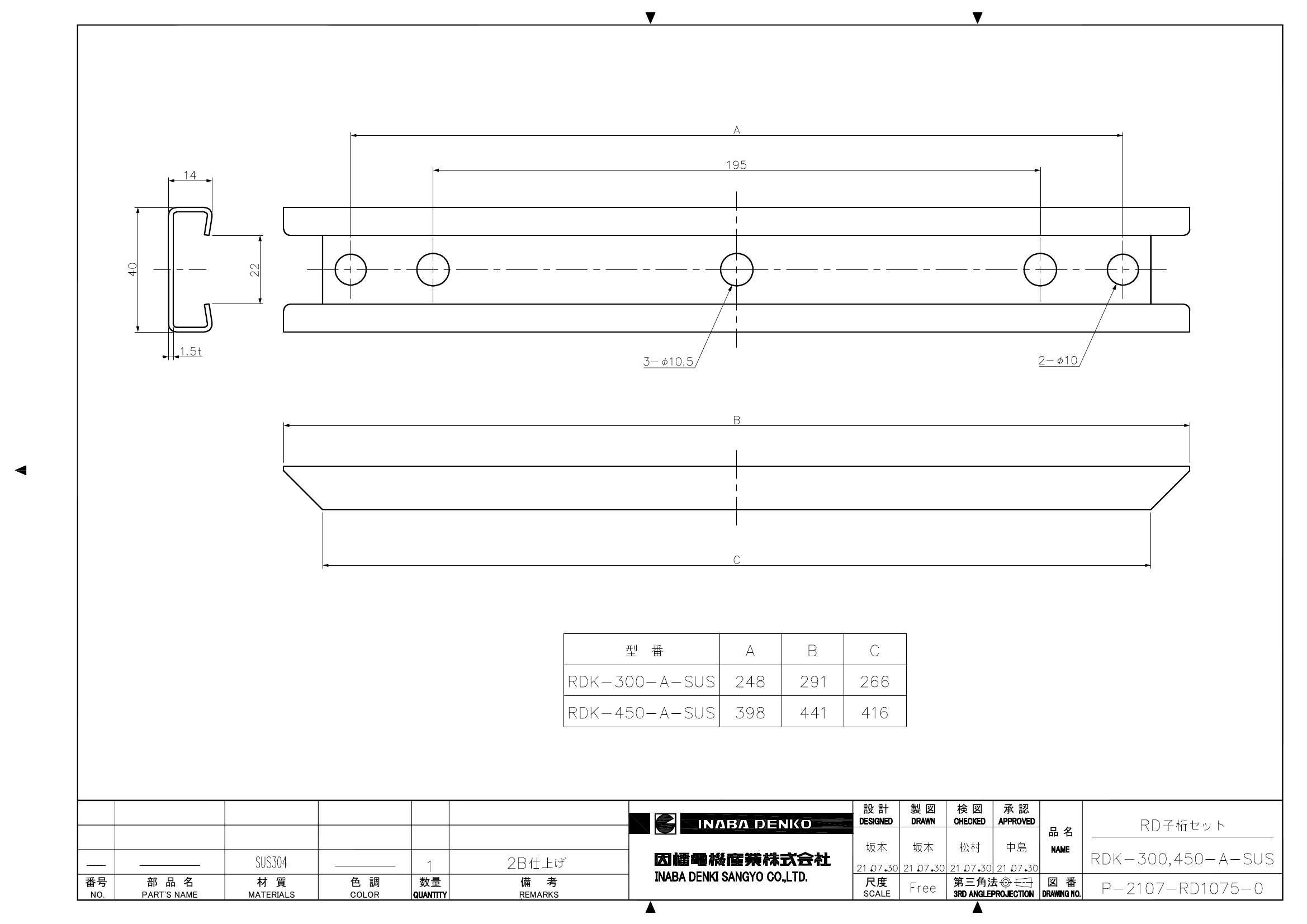 【RDK】RD子桁セット | 製品情報 | 因幡電工 INABA DENKO(因幡電機産業)
