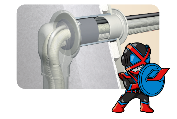 そんな時には＜耐火キャップマンションタイプS＞貫通部にパテを詰めるだけの優れた相棒だ！